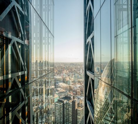 Elevated View of the City of London Between Glass
